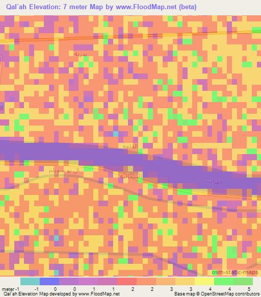 Qal`ah,Iraq Elevation Map