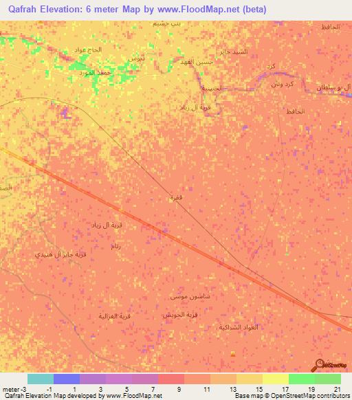 Qafrah,Iraq Elevation Map