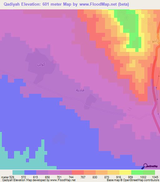 Qadiyah,Iraq Elevation Map