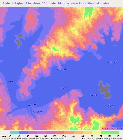 Qabr Sabghah,Iraq Elevation Map
