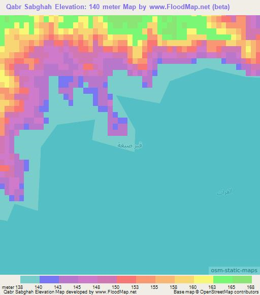 Qabr Sabghah,Iraq Elevation Map