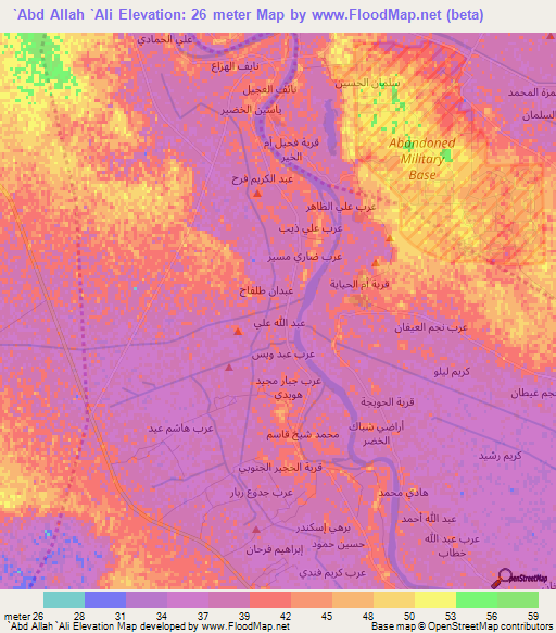 `Abd Allah `Ali,Iraq Elevation Map