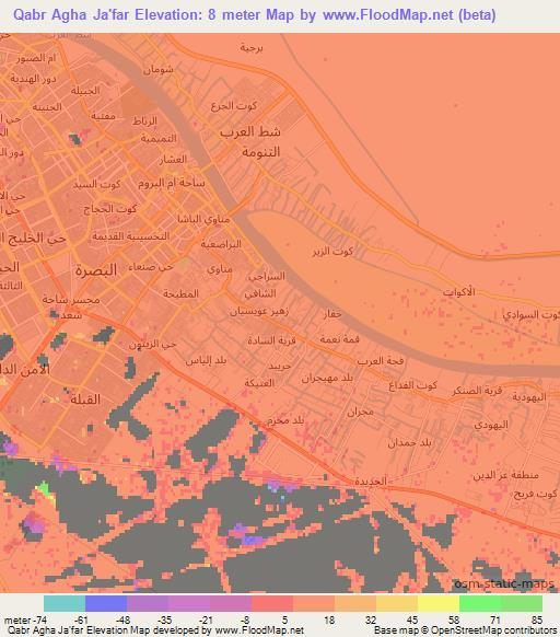 Qabr Agha Ja'far,Iraq Elevation Map