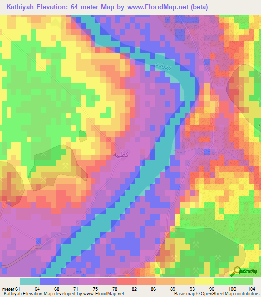 Katbiyah,Iraq Elevation Map