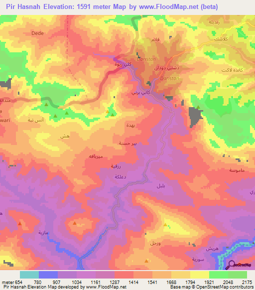 Pir Hasnah,Iraq Elevation Map