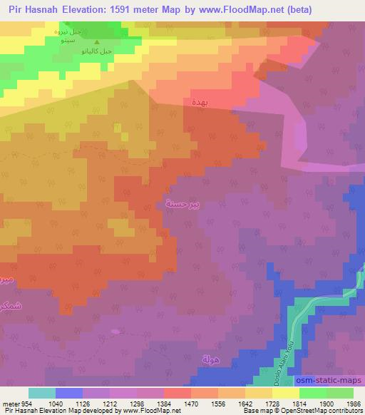 Pir Hasnah,Iraq Elevation Map