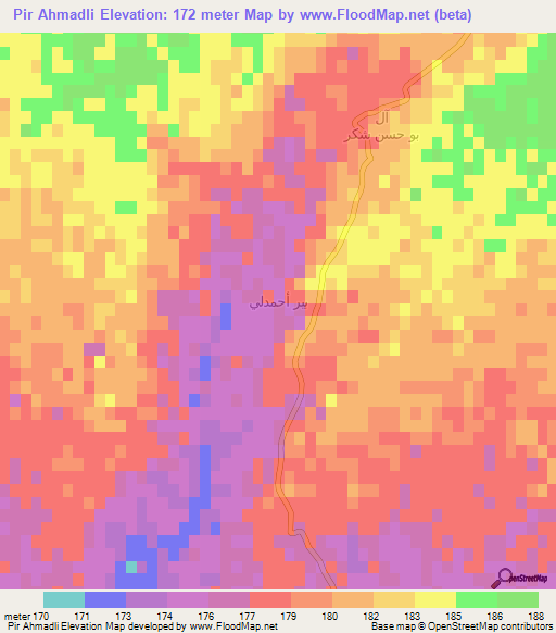 Pir Ahmadli,Iraq Elevation Map