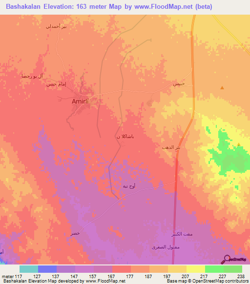 Bashakalan,Iraq Elevation Map