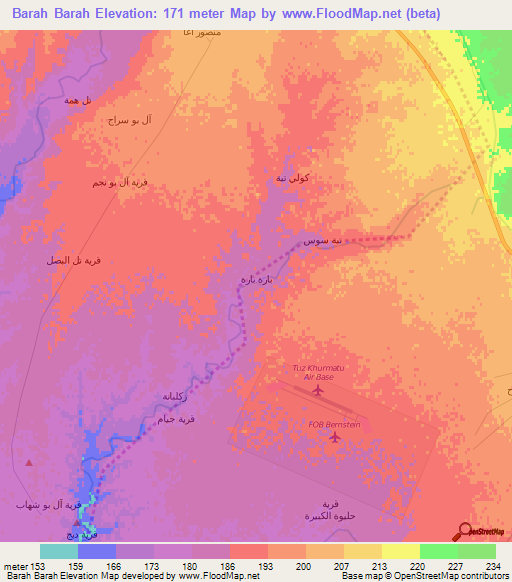 Barah Barah,Iraq Elevation Map