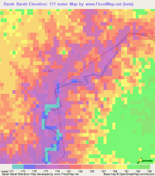 Barah Barah,Iraq Elevation Map