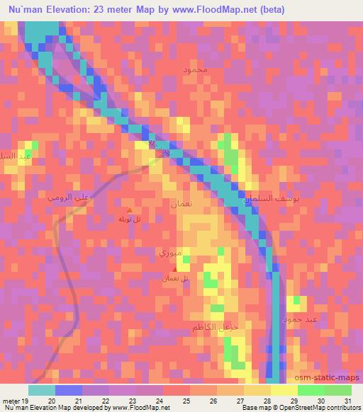 Nu`man,Iraq Elevation Map