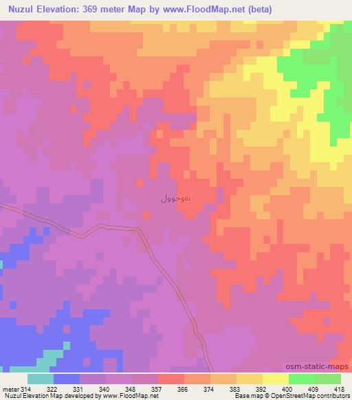 Nuzul,Iraq Elevation Map