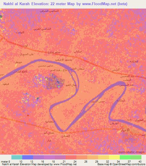 Nakhl al Karah,Iraq Elevation Map