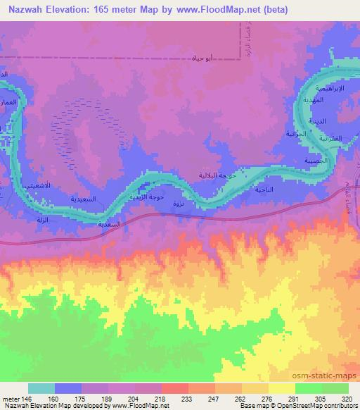 Nazwah,Iraq Elevation Map