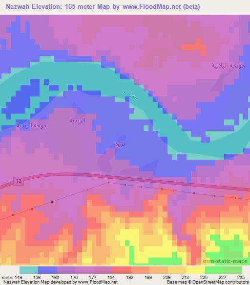 Nazwah,Iraq Elevation Map