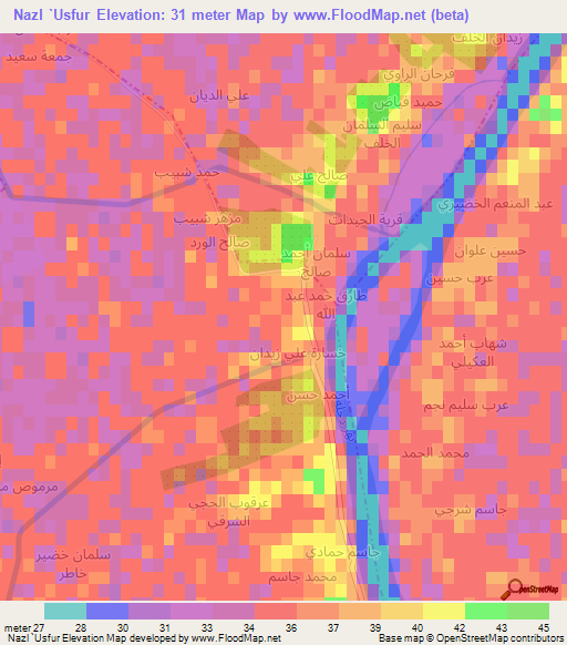 Nazl `Usfur,Iraq Elevation Map