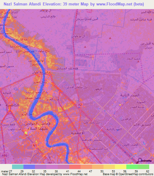 Nazl Salman Afandi,Iraq Elevation Map