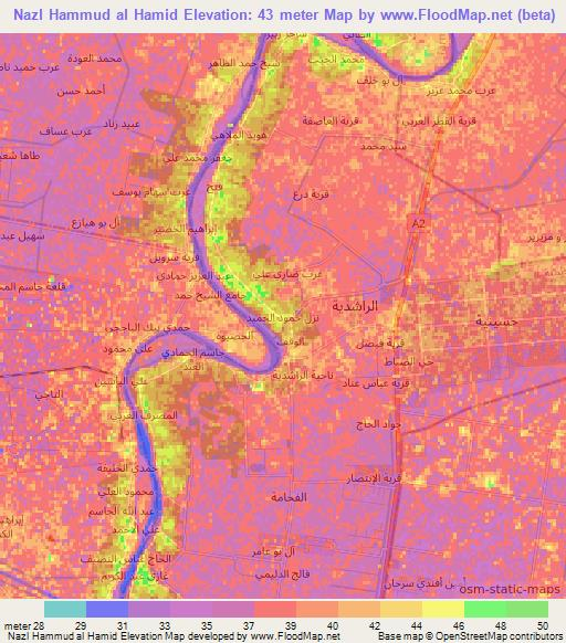 Nazl Hammud al Hamid,Iraq Elevation Map