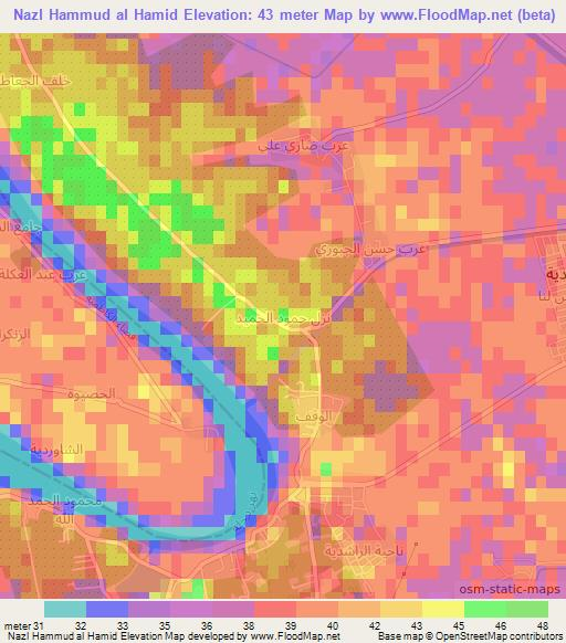 Nazl Hammud al Hamid,Iraq Elevation Map