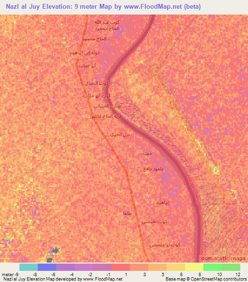 Nazl al Juy,Iraq Elevation Map