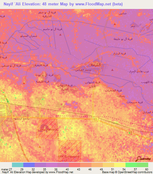 Nayif `Ali,Iraq Elevation Map