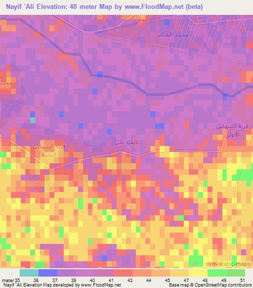 Nayif `Ali,Iraq Elevation Map