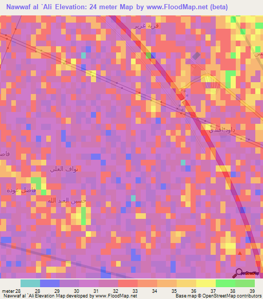 Nawwaf al `Ali,Iraq Elevation Map