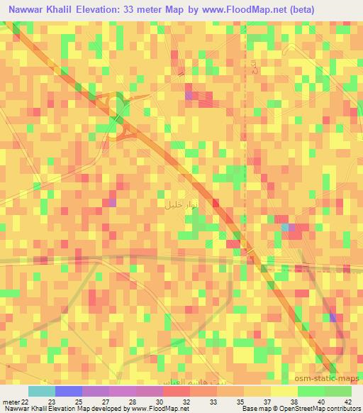 Nawwar Khalil,Iraq Elevation Map