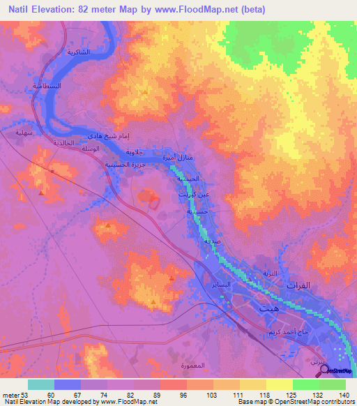 Natil,Iraq Elevation Map