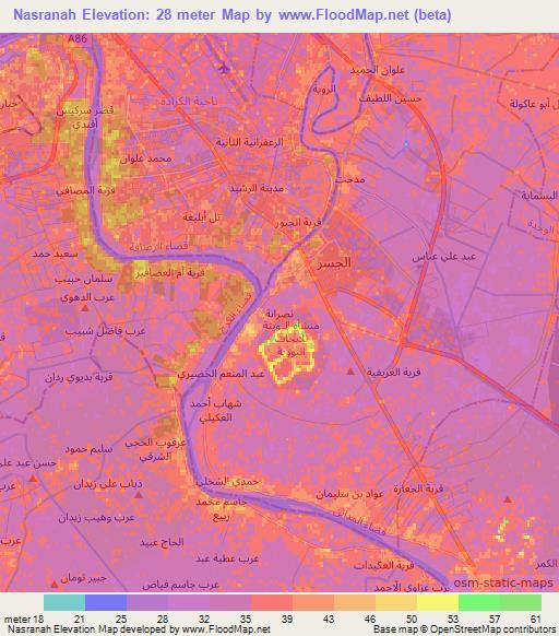 Nasranah,Iraq Elevation Map