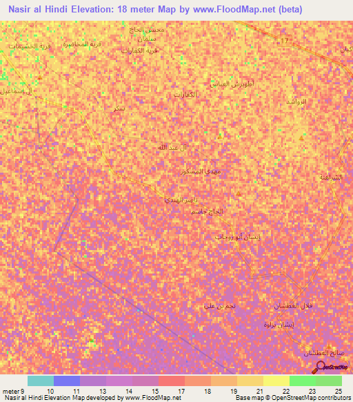 Nasir al Hindi,Iraq Elevation Map