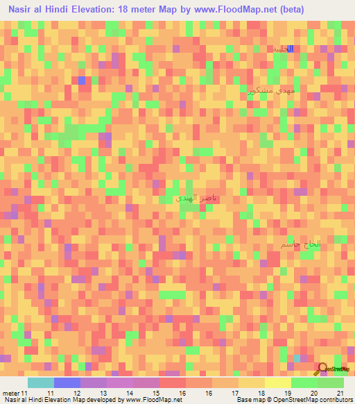 Nasir al Hindi,Iraq Elevation Map