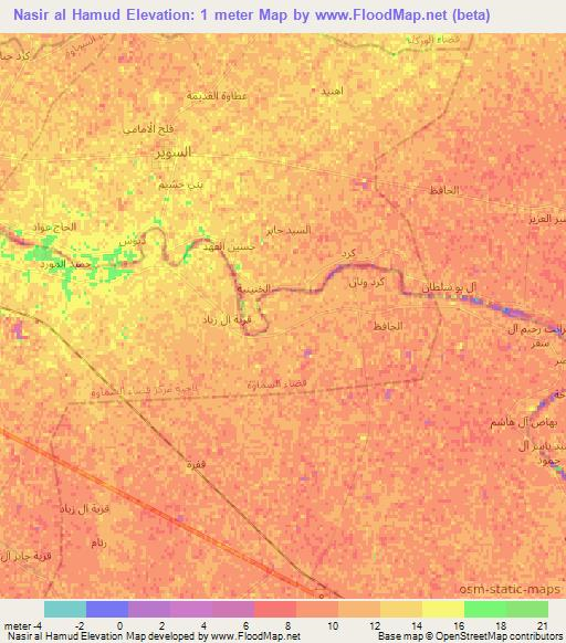 Nasir al Hamud,Iraq Elevation Map