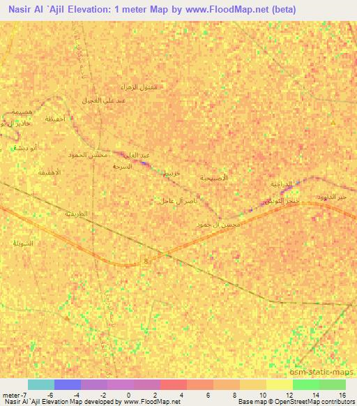 Nasir Al `Ajil,Iraq Elevation Map