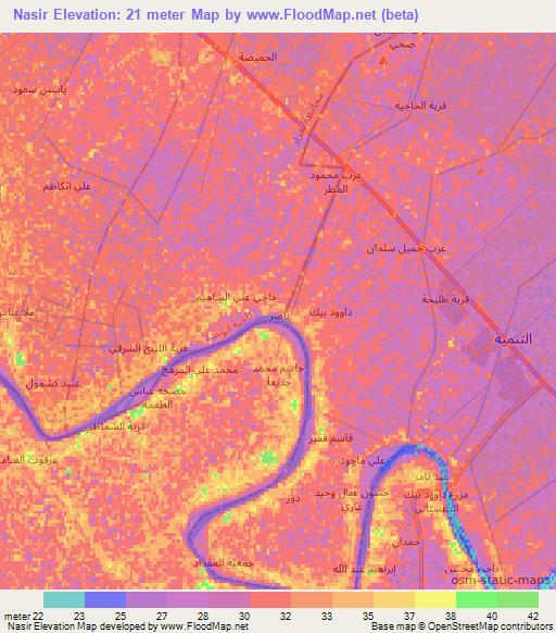 Nasir,Iraq Elevation Map