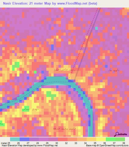 Nasir,Iraq Elevation Map