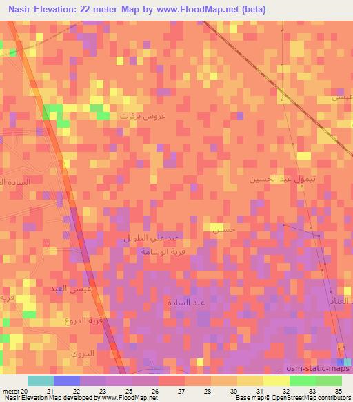 Nasir,Iraq Elevation Map