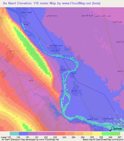 An Naml,Iraq Elevation Map