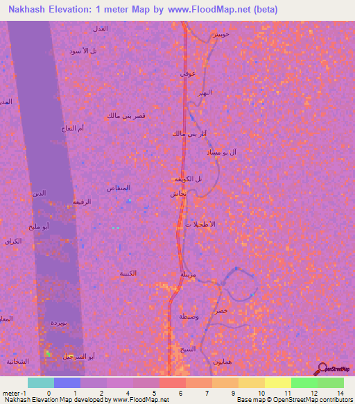 Nakhash,Iraq Elevation Map