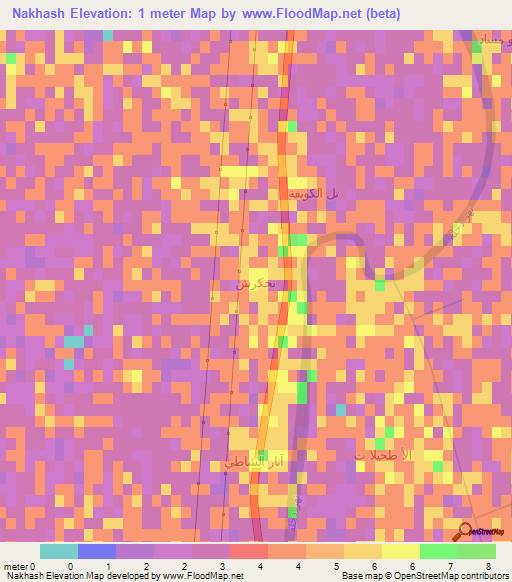 Nakhash,Iraq Elevation Map