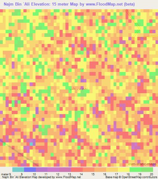 Najm Bin `Ali,Iraq Elevation Map