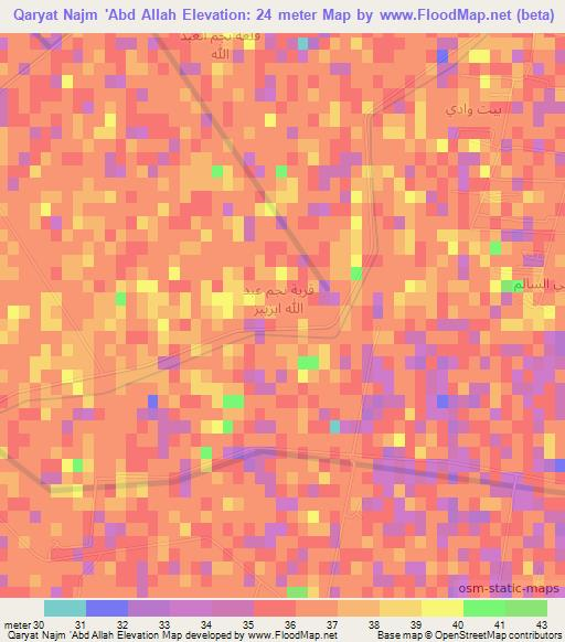 Qaryat Najm 'Abd Allah,Iraq Elevation Map