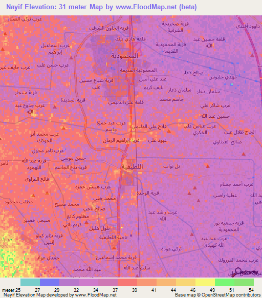 Nayif,Iraq Elevation Map