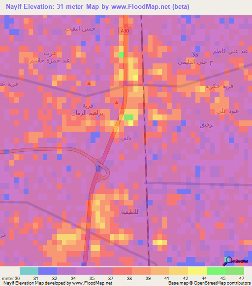 Nayif,Iraq Elevation Map