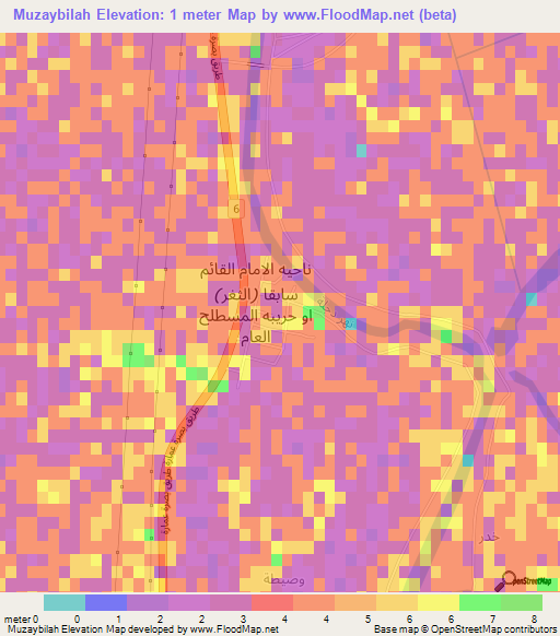 Muzaybilah,Iraq Elevation Map