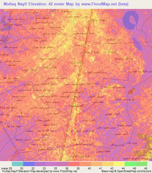 Mutlaq Nayif,Iraq Elevation Map