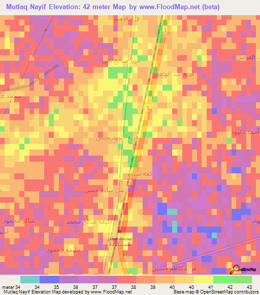 Mutlaq Nayif,Iraq Elevation Map