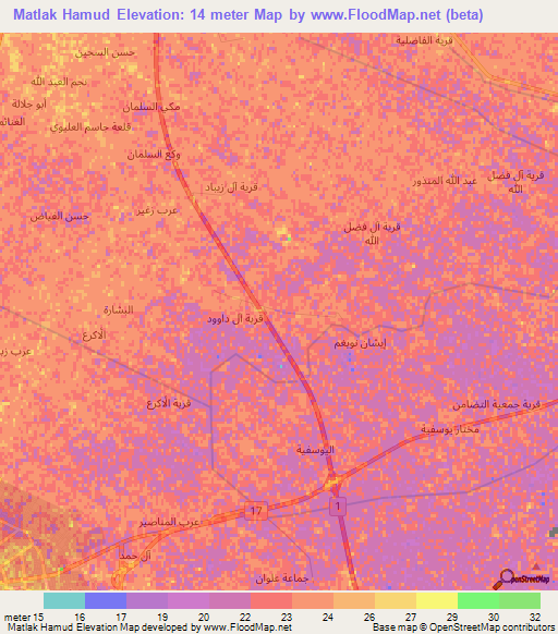 Matlak Hamud,Iraq Elevation Map