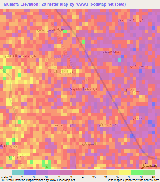 Mustafa,Iraq Elevation Map