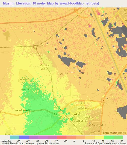 Mushrij,Iraq Elevation Map